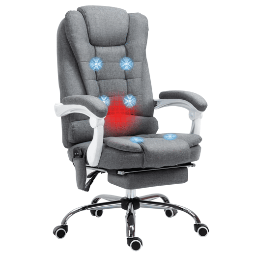 Cadeira de Massagem com 6 Pontos de Massagem Cadeira de Escritório Reclinável com Altura Ajustável Função de Aquecimento Apoio para os Pés e Controlo Remoto 65x70x111-119 cm Cinza Cadeira de Massagem com 6 Pontos de Massagem Cadeira de Escritório Reclinável com Altura Ajustável Função de Aquecimento Apoio para os Pés e Controlo Remoto 65x70x111-119 cm Cinza
