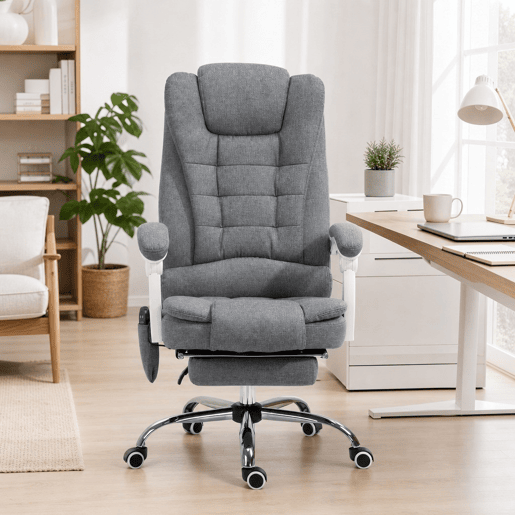 Cadeira de Massagem com 6 Pontos de Massagem Cadeira de Escritório Reclinável com Altura Ajustável Função de Aquecimento Apoio para os Pés e Controlo Remoto 65x70x111-119 cm Cinza Cadeira de Massagem com 6 Pontos de Massagem Cadeira de Escritório Reclinável com Altura Ajustável Função de Aquecimento Apoio para os Pés e Controlo Remoto 65x70x111-119 cm Cinza