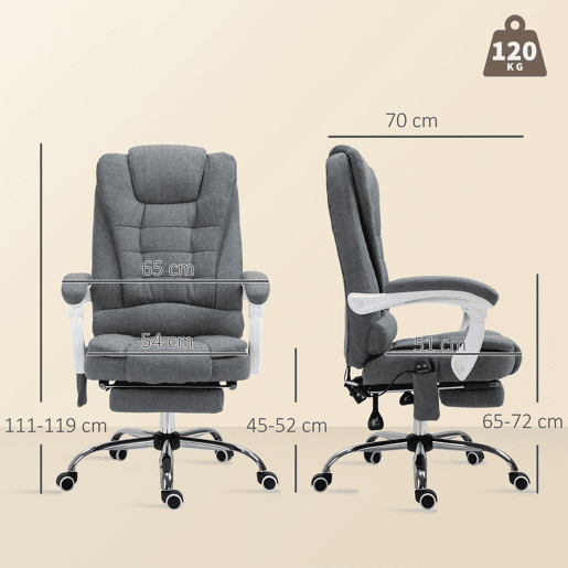 Cadeira de Massagem com 6 Pontos de Massagem Cadeira de Escritório Reclinável com Altura Ajustável Função de Aquecimento Apoio para os Pés e Controlo Remoto 65x70x111-119 cm Cinza Cadeira de Massagem com 6 Pontos de Massagem Cadeira de Escritório Reclinável com Altura Ajustável Função de Aquecimento Apoio para os Pés e Controlo Remoto 65x70x111-119 cm Cinza