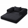 Sofá modular de 3 lugares u2013 1+2 lugares, veludo canelado, sem estrutura, estofo espesso u2013 Preto