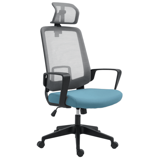 Cadeira de Escritório Ergonômica Cadeira de Escritório Giratória com Altura Ajustável Apoio para a Cabeça Apoio para os Braços e Suporte Lombar Reguláveis 63,5x63x116,5-125,5cm Azul e Cinza Cadeira de Escritório Ergonômica Cadeira de Escritório Giratória com Altura Ajustável Apoio para a Cabeça Apoio para os Braços e Suporte Lombar Reguláveis 63,5x63x116,5-125,5cm Azul e Cinza