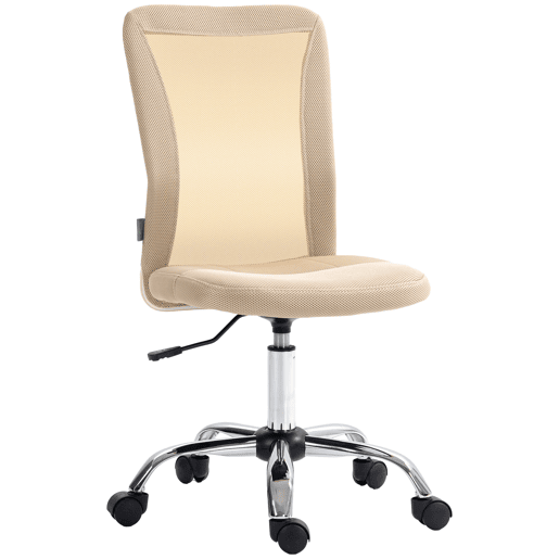 Cadeira de Escritório de Malha Cadeira de Escritório Giratória sem Apoio para os Braços com Altura Ajustável Carga Máxima 100 kg para Escritório Dormitório 43x56x90-100 cm Bege Cadeira de Escritório de Malha Cadeira de Escritório Giratória sem Apoio para os Braços com Altura Ajustável Carga Máxima 100 kg para Escritório Dormitório 43x56x90-100 cm Bege