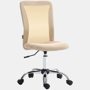 Cadeira de Escritório de Malha Cadeira de Escritório Giratória sem Apoio para os Braços com Altura Ajustável Carga Máxima 100 kg para Escritório Dormitório 43x56x90-100 cm Bege