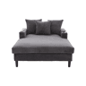 Sofá Lounge Multifuncional de 1 lugar - Com chaise longue, suportes para bebidas em ambos os lados, iluminação LED, espaço de arrumação, porta de carregamento USB, estilo moderno - Cinza escuro