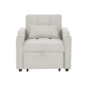 Poltrona-cama de 1 lugar - Função de cama, USBType-C, porta-copos em aço inoxidável, encosto ajustável em 3 níveis, bolsos laterais - Bege