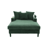Sofá Lounge de 1 lugar - Multifuncional com chaise longue, porta-copos, iluminação LED, espaço de arrumação e porta USB - Verde-esmeralda