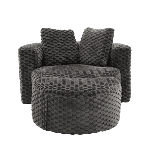 Poltrona individual com otomana 130×115×103 cm - Poltrona-cama redonda extragrande, sem montagem, sofá sem estrutura - Cinza escuro Poltrona individual com otomana 130×115×103 cm - Poltrona-cama redonda extragrande, sem montagem, sofá sem estrutura - Cinza escuro