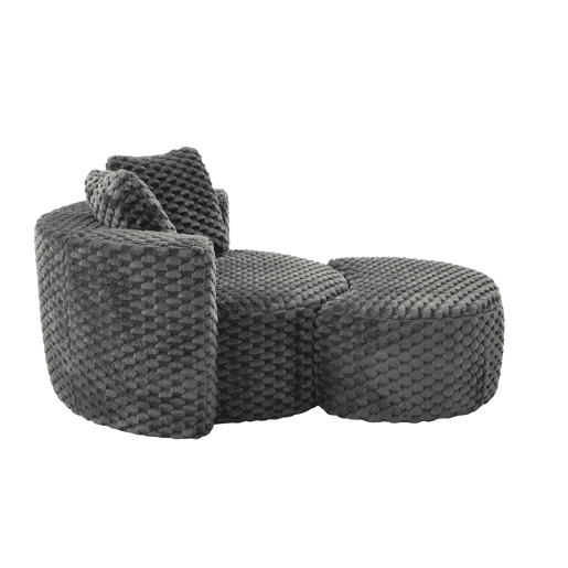 Poltrona individual com otomana 130×115×103 cm - Poltrona-cama redonda extragrande, sem montagem, sofá sem estrutura - Cinza escuro Poltrona individual com otomana 130×115×103 cm - Poltrona-cama redonda extragrande, sem montagem, sofá sem estrutura - Cinza escuro