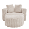 Poltrona individual 130×115×103 cm - Extra grande, sem estrutura, com pufe, assento macio em felpa sintética, ideal para a sala de estarquarto - Bege