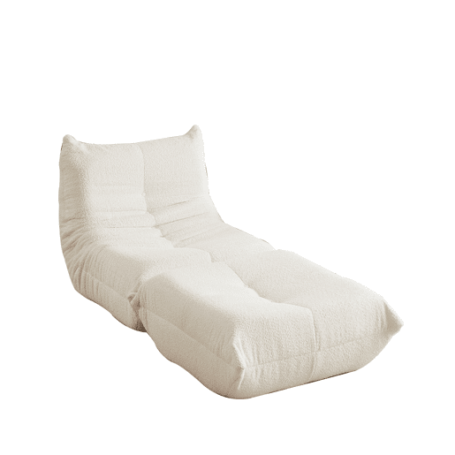 Sofá Togo de chão - Chenille, sem braços, com apoio para os pés, espuma viscoelástica - Bege
