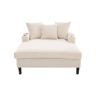 Sofá Lounge Multifuncional com Chaise Longue - Ampla Superfície de Descanso, Porta-copos em Ambos os Lados, Iluminação LED, Bolso Lateral, Porta USB, Espaço de Arrumo, Pés de Plástico Estáveis - Bege - 1 Lugar
