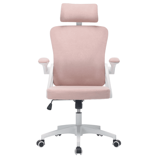 Cadeira de escritório ergonómica 58×65×108 cm u2013 Encosto alto em malha respirável, apoio lombar e apoio para a cabeça ajustáveis u2013 Rosa Cadeira de escritório ergonómica 58×65×108 cm u2013 Encosto alto em malha respirável, apoio lombar e apoio para a cabeça ajustáveis u2013 Rosa