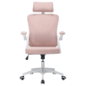 Cadeira de escritório ergonómica 58×65×108 cm u2013 Encosto alto em malha respirável, apoio lombar e apoio para a cabeça ajustáveis u2013 Rosa