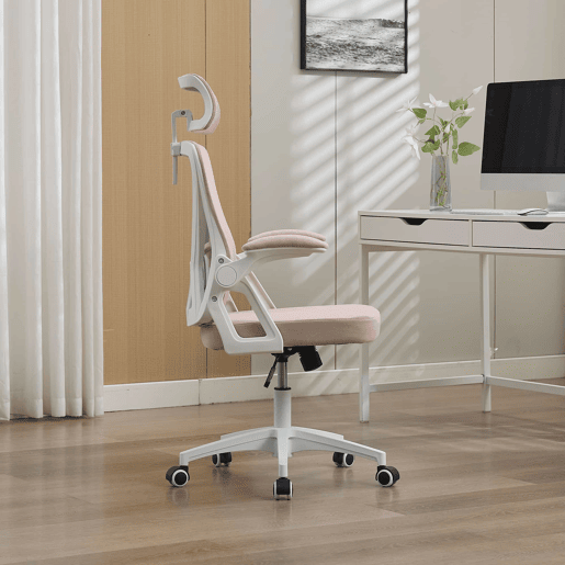 Cadeira de escritório ergonómica 58×65×108 cm u2013 Encosto alto em malha respirável, apoio lombar e apoio para a cabeça ajustáveis u2013 Rosa Cadeira de escritório ergonómica 58×65×108 cm u2013 Encosto alto em malha respirável, apoio lombar e apoio para a cabeça ajustáveis u2013 Rosa