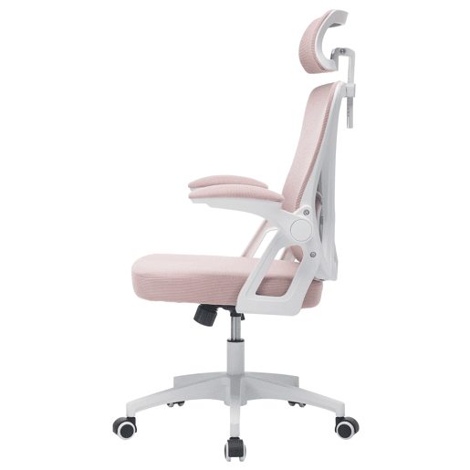 Cadeira de escritório ergonómica 58×65×108 cm u2013 Encosto alto em malha respirável, apoio lombar e apoio para a cabeça ajustáveis u2013 Rosa Cadeira de escritório ergonómica 58×65×108 cm u2013 Encosto alto em malha respirável, apoio lombar e apoio para a cabeça ajustáveis u2013 Rosa