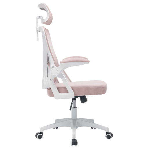 Cadeira de escritório ergonómica 58×65×108 cm u2013 Encosto alto em malha respirável, apoio lombar e apoio para a cabeça ajustáveis u2013 Rosa Cadeira de escritório ergonómica 58×65×108 cm u2013 Encosto alto em malha respirável, apoio lombar e apoio para a cabeça ajustáveis u2013 Rosa