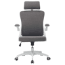 Cadeira de escritório ergonómica 58×65×108 cm u2013 Encosto alto em malha respirável, apoio lombar e apoio para a cabeça ajustáveis u2013 Cinza