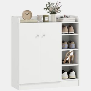 Sapateira Armário Multiuso com 2 Portas Prateleiras Interiores e 4 Prateleiras Exteriores com Altura Ajustável 83x30x90 cm Branco