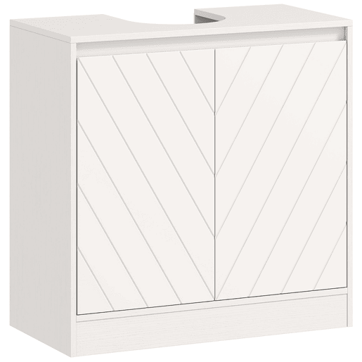 Móvel para Lavatório Pousar Móvel Lavatório Casa de Banho com 2 Portas e Prateleira Ajustável para Lavatórios com ou sem Pedestal Estilo Vintage 60x30x59,8 cm Branco
