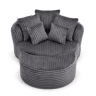 Poltrona Redonda XXL 168×123×63 cm u2013 Sofá-cama em chenille com apoio para os pés e encosto almofadado u2013 Cinza escuro
