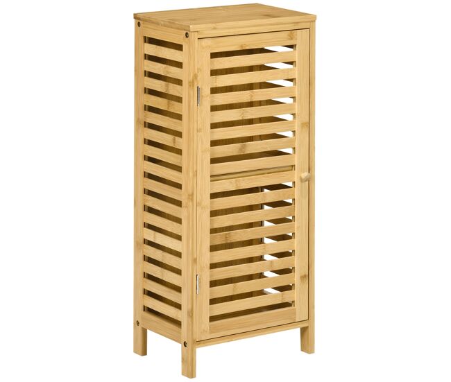 Armario auxiliar de baño de bambú con estantes ajustables mueble 30x19,9x70 cm, color madera natural