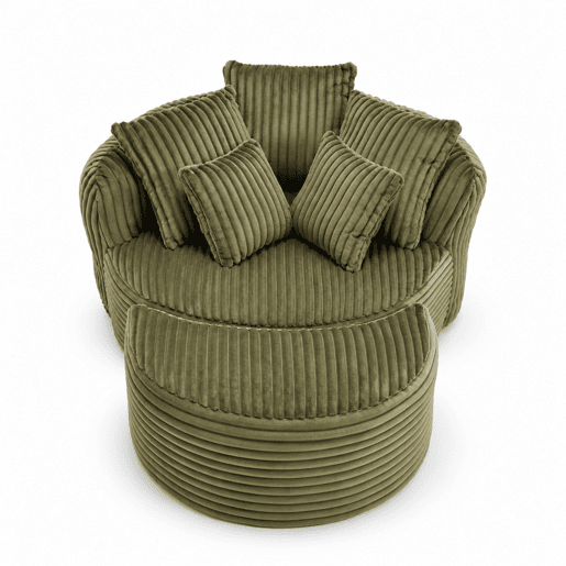 Poltrona Redonda XXL 168×123×63 cm u2013 Sofá-cama em veludo macio, sem pés e com apoio para os pés u2013 Verde-esmeralda Poltrona Redonda XXL 168×123×63 cm u2013 Sofá-cama em veludo macio, sem pés e com apoio para os pés u2013 Verde-esmeralda