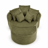 Poltrona Redonda XXL 168×123×63 cm u2013 Sofá-cama em veludo macio, sem pés e com apoio para os pés u2013 Verde-esmeralda