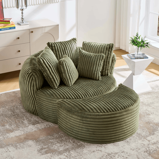 Poltrona Redonda XXL 168×123×63 cm u2013 Sofá-cama em veludo macio, sem pés e com apoio para os pés u2013 Verde-esmeralda Poltrona Redonda XXL 168×123×63 cm u2013 Sofá-cama em veludo macio, sem pés e com apoio para os pés u2013 Verde-esmeralda
