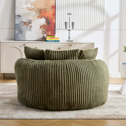 Poltrona Redonda XXL 168×123×63 cm u2013 Sofá-cama em veludo macio, sem pés e com apoio para os pés u2013 Verde-esmeralda Poltrona Redonda XXL 168×123×63 cm u2013 Sofá-cama em veludo macio, sem pés e com apoio para os pés u2013 Verde-esmeralda