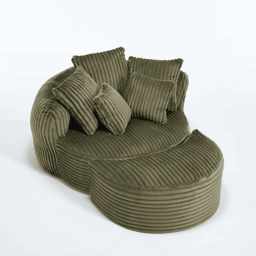 Poltrona Redonda XXL 168×123×63 cm u2013 Sofá-cama em veludo macio, sem pés e com apoio para os pés u2013 Verde-esmeralda Poltrona Redonda XXL 168×123×63 cm u2013 Sofá-cama em veludo macio, sem pés e com apoio para os pés u2013 Verde-esmeralda