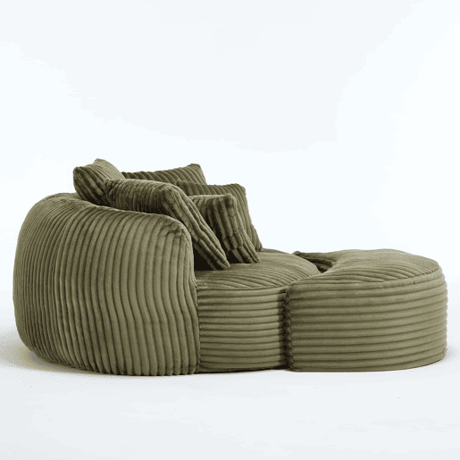Poltrona Redonda XXL 168×123×63 cm u2013 Sofá-cama em veludo macio, sem pés e com apoio para os pés u2013 Verde-esmeralda Poltrona Redonda XXL 168×123×63 cm u2013 Sofá-cama em veludo macio, sem pés e com apoio para os pés u2013 Verde-esmeralda