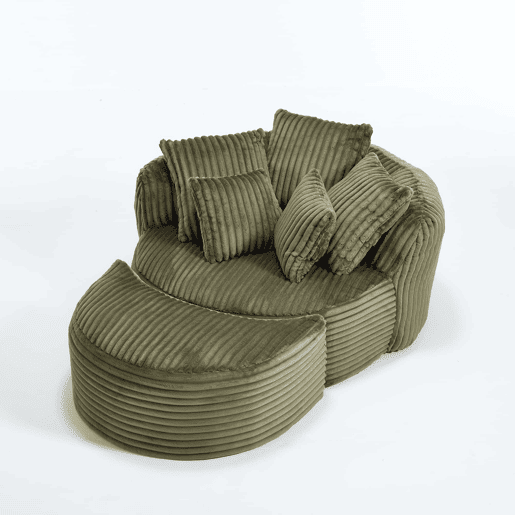 Poltrona Redonda XXL 168×123×63 cm u2013 Sofá-cama em veludo macio, sem pés e com apoio para os pés u2013 Verde-esmeralda Poltrona Redonda XXL 168×123×63 cm u2013 Sofá-cama em veludo macio, sem pés e com apoio para os pés u2013 Verde-esmeralda