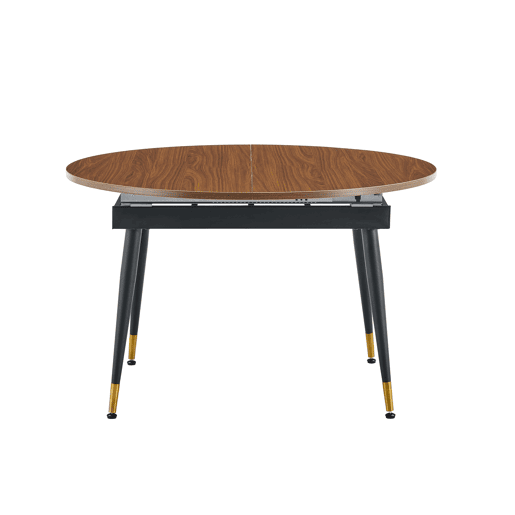 Mesa de jantar oval extensível para 6 a 10 pessoas u2013 Tampo em MDF e pernas metálicas u2013 Preto e nogueira Mesa de jantar oval extensível para 6 a 10 pessoas u2013 Tampo em MDF e pernas metálicas u2013 Preto e nogueira