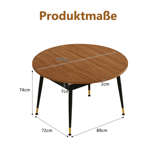 Mesa de jantar oval extensível para 6 a 10 pessoas u2013 Tampo em MDF e pernas metálicas u2013 Preto e nogueira Mesa de jantar oval extensível para 6 a 10 pessoas u2013 Tampo em MDF e pernas metálicas u2013 Preto e nogueira