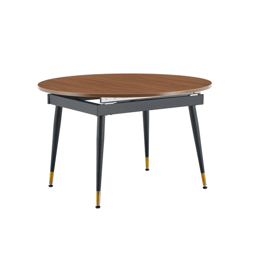 Mesa de jantar oval extensível para 6 a 10 pessoas u2013 Tampo em MDF e pernas metálicas u2013 Preto e nogueira Mesa de jantar oval extensível para 6 a 10 pessoas u2013 Tampo em MDF e pernas metálicas u2013 Preto e nogueira