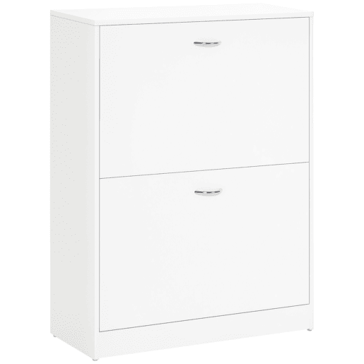 Sapateira de Madeira Armário para Sapatos com 2 Compartimentos para Entrada Corredor Dormitório Sala de Estar 60x24x80 cm Branco