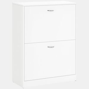 Sapateira de Madeira Armário para Sapatos com 2 Compartimentos para Entrada Corredor Dormitório Sala de Estar 60x24x80 cm Branco