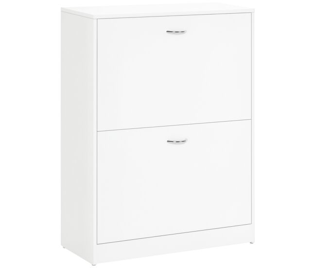 Zapatera de madera armario para zapatos con 2 compartimentos para entrada pasillo dormitorio salón 60x24x80 cm blanco