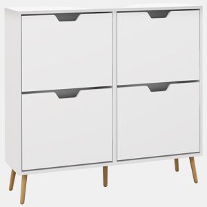 Sapateira com 4 Gavetas e Prateleiras Ajustáveis Móvel para Sapatos de Corredor para 16 Pares de Sapatos 95x26x95 cm Branco