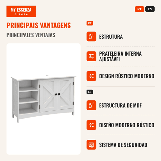 Móvel para Lavatório Pousar de Madeira Móvel para Lavatório com 1 Armário 3 Prateleiras Abertas e Prateleira Ajustável Estilo Moderno Carga Máxima 31 kg 90x30x60 cm Branco Móvel para Lavatório Pousar de Madeira Móvel para Lavatório com 1 Armário 3 Prateleiras Abertas e Prateleira Ajustável Estilo Moderno Carga Máxima 31 kg 90x30x60 cm Branco