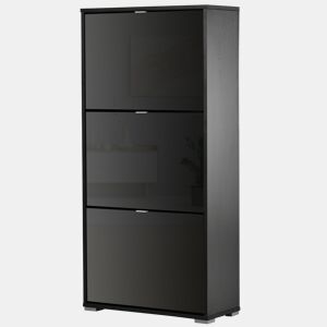 Armário de Sapatos Moderno Sapateira para Corredor Entrada com 6 Prateleiras de Armazenamento Espaço de Exibição 60x26x124cm Preto