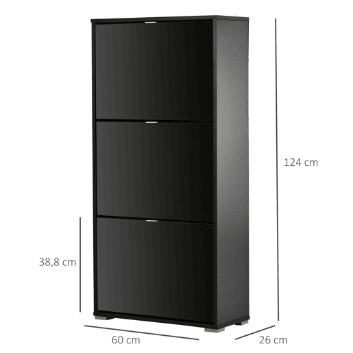 Armário de Sapatos Moderno Sapateira para Corredor Entrada com 6 Prateleiras de Armazenamento Espaço de Exibição 60x26x124cm Preto Armário de Sapatos Moderno Sapateira para Corredor Entrada com 6 Prateleiras de Armazenamento Espaço de Exibição 60x26x124cm Preto