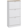 Sapateira Estreita com 3 Portas, Sapateira para Entrada ou Hall para 18 Pares de Sapatos, com Prateleiras Ajustáveis, 60x23,5x115 cm, Branco