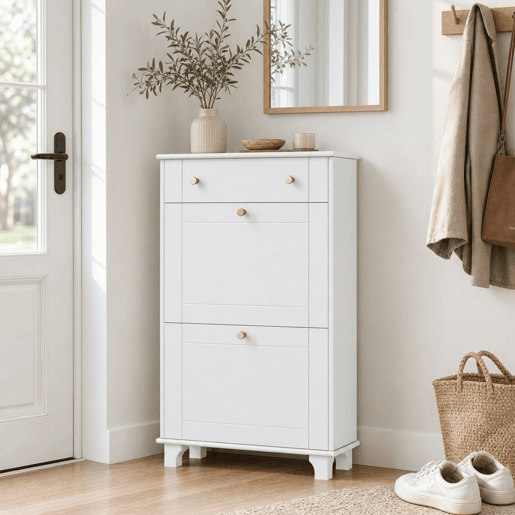 Sapateira Branca Móvel Sapateira Estreita com 2 Portas e 1 Gaveta para 8 Pares de Sapatos para Entrada Corredor 60x23,5x98,5 cm Branco Sapateira Branca Móvel Sapateira Estreita com 2 Portas e 1 Gaveta para 8 Pares de Sapatos para Entrada Corredor 60x23,5x98,5 cm Branco