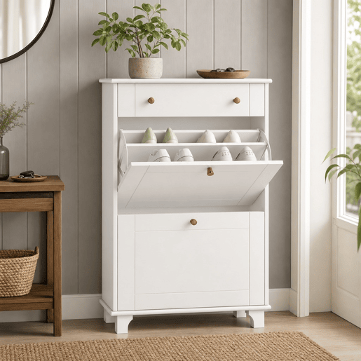 Sapateira Branca Móvel Sapateira Estreita com 2 Portas e 1 Gaveta para 8 Pares de Sapatos para Entrada Corredor 60x23,5x98,5 cm Branco Sapateira Branca Móvel Sapateira Estreita com 2 Portas e 1 Gaveta para 8 Pares de Sapatos para Entrada Corredor 60x23,5x98,5 cm Branco