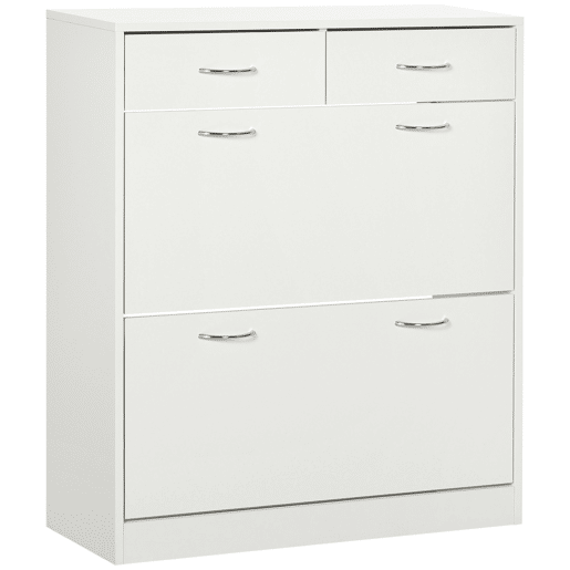 Sapateira Móvel para Sapatos Estreito com 2 Compartimentos e 2 Gavetas para 12 Pares de Sapatos para Sala de Estar Entrada Corredor 80x30x91,5 cm Branco Sapateira Móvel para Sapatos Estreito com 2 Compartimentos e 2 Gavetas para 12 Pares de Sapatos para Sala de Estar Entrada Corredor 80x30x91,5 cm Branco