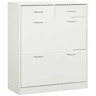 Sapateira Móvel para Sapatos Estreito com 2 Compartimentos e 2 Gavetas para 12 Pares de Sapatos para Sala de Estar Entrada Corredor 80x30x91,5 cm Branco