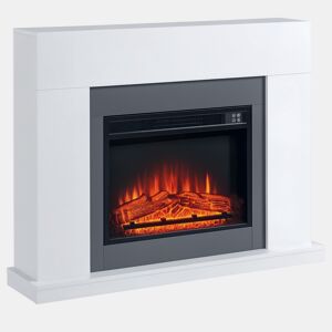 Lareira Elétrica 1800-2000W com Controle Remoto Chama Ajustável Termostato Temporizador Semanal e Proteção contra Superaquecimento 113x26,6x87,5cm Branco