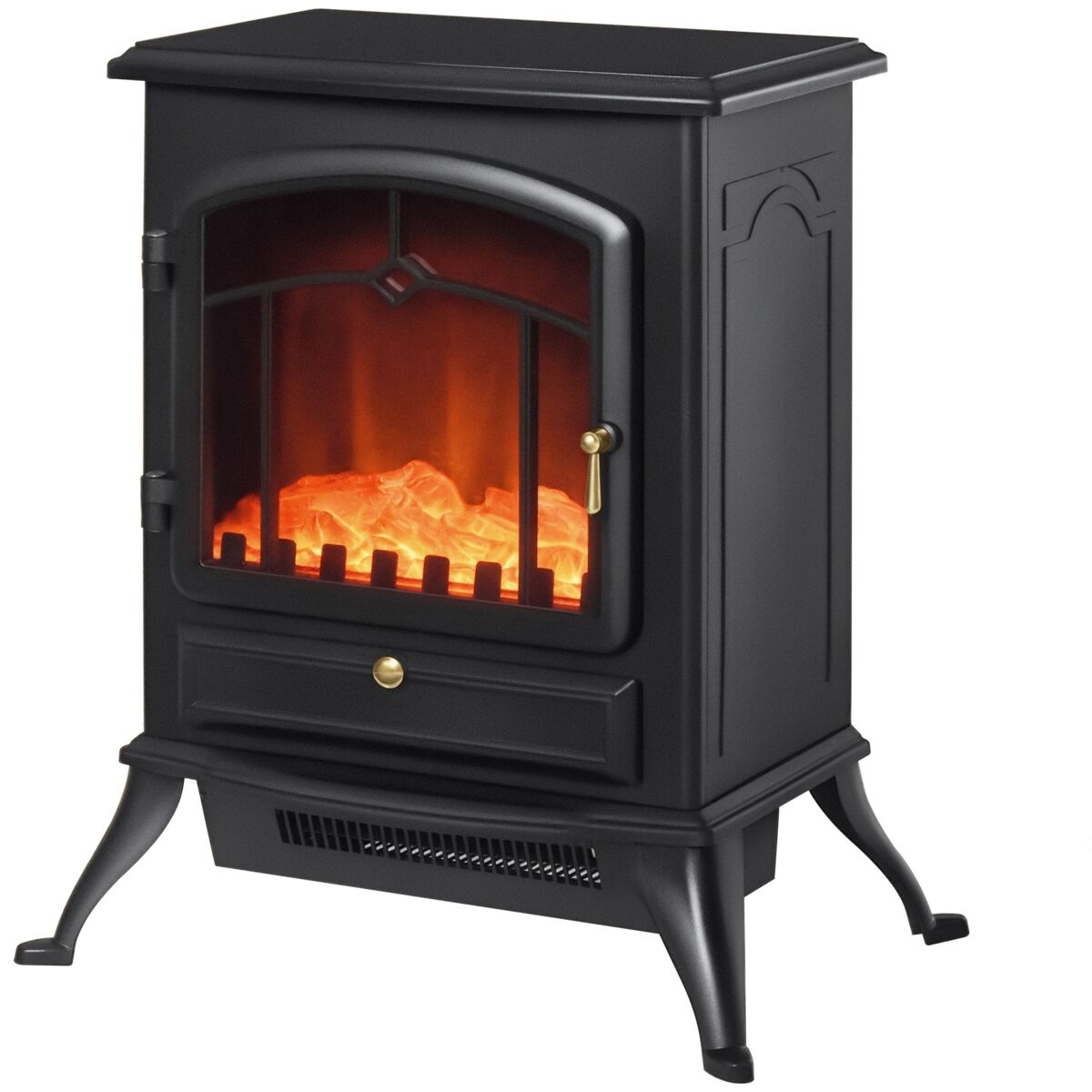 Chimenea eléctrica portátil 1000/2000w con efecto llama realista, termostato y protección contra sobrecalentamiento para espacios de 15-20m² 45x28x54cm negro