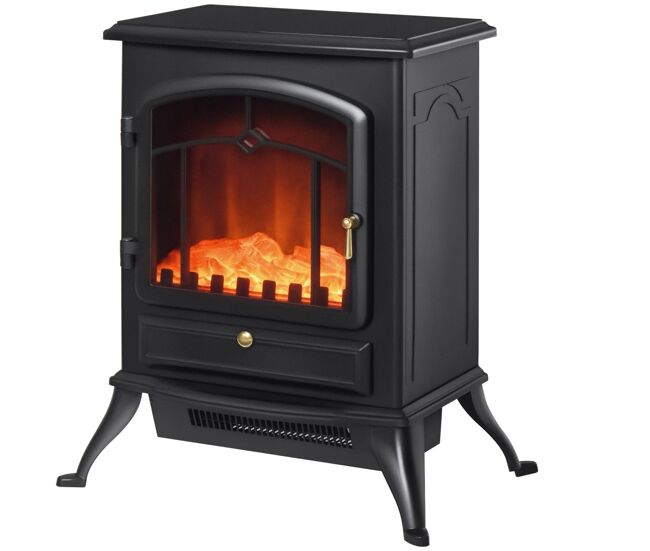 Chimenea eléctrica portátil 1000/2000w con efecto llama realista, termostato y protección contra sobrecalentamiento para espacios de 15-20m² 45x28x54cm negro